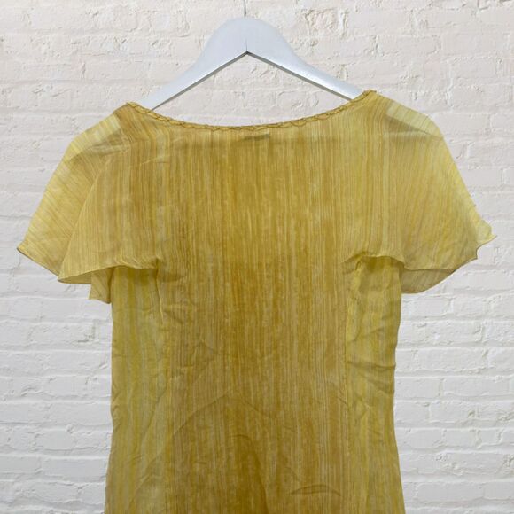 Max Studio Golden Yellow Silk Ruffle Dress | Special Edition | Size S - Picture 6 of 16